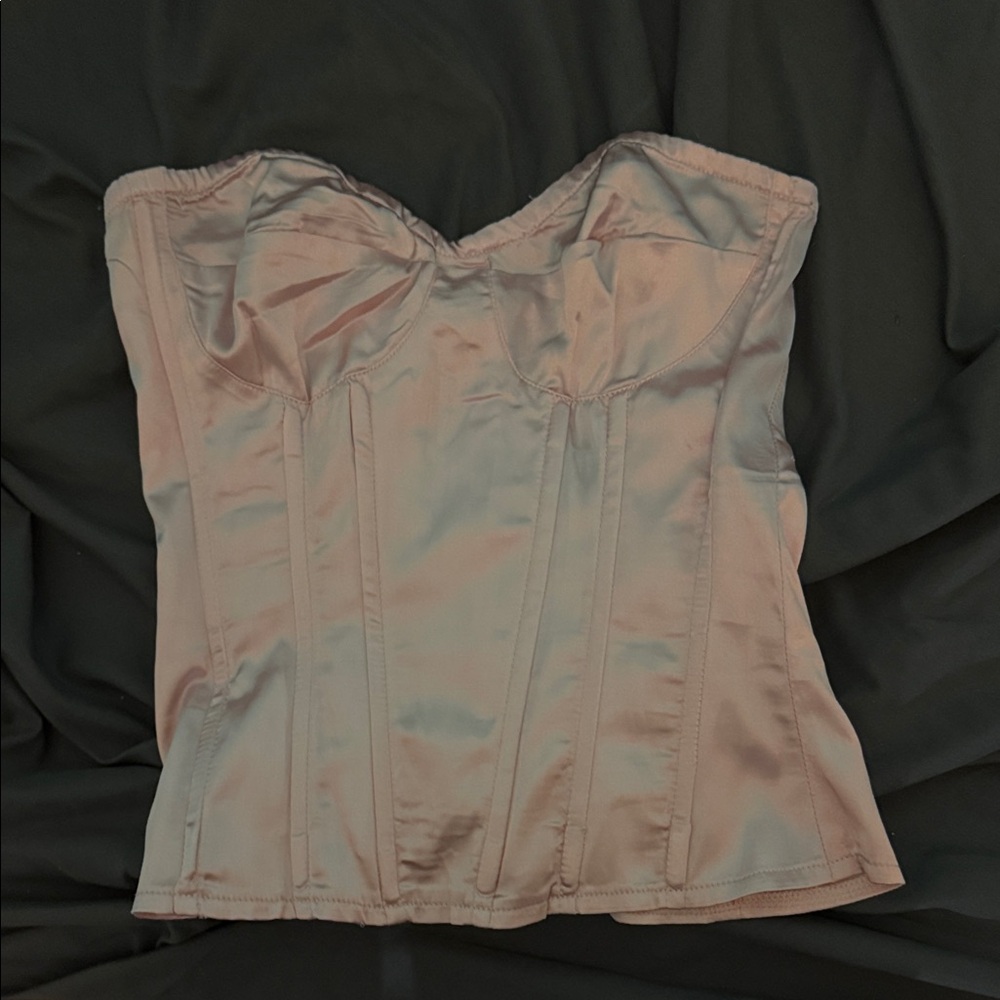PrettyLittleThing Pink Satin Corset Top